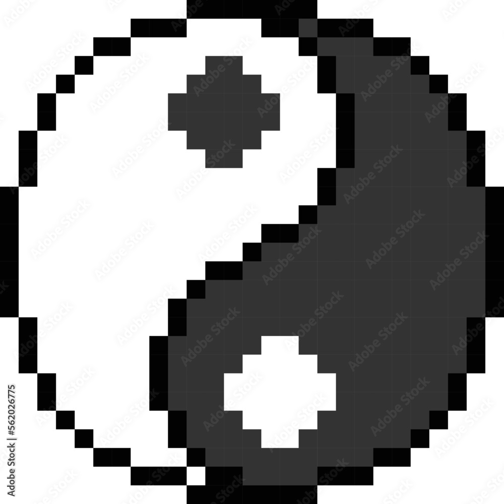 ying yang Pixel Art isolated on white Background vector pixel illustration. ying yang Pixel Art isolated on white Background vector pixel illustration.
