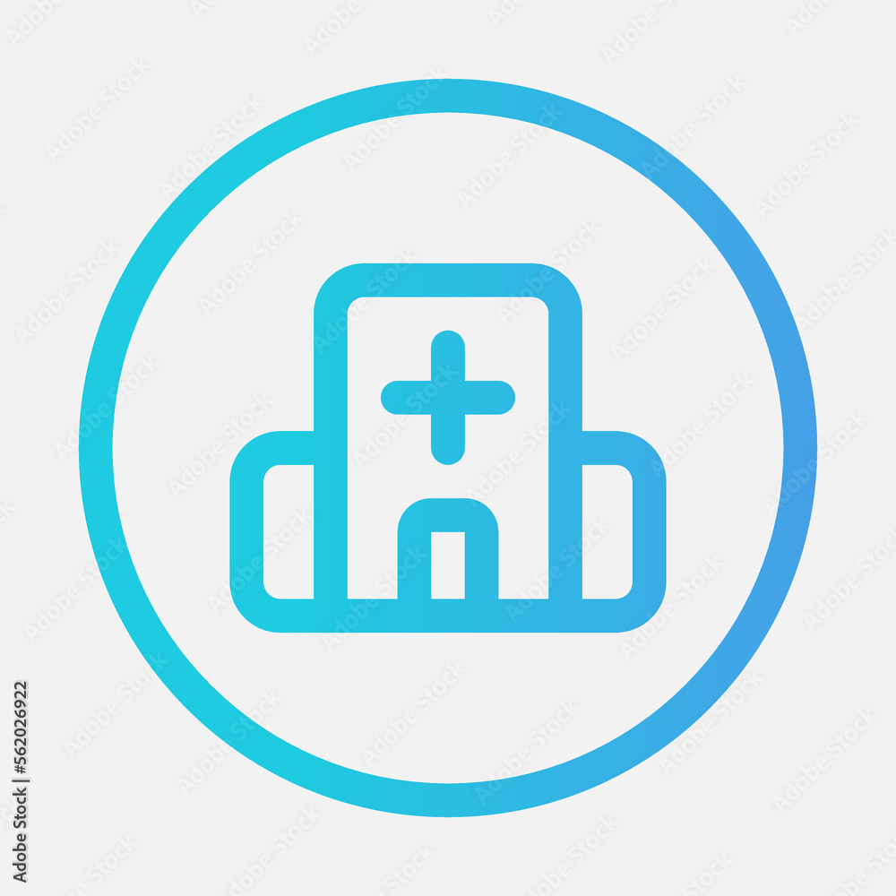 Hospital icon in gradient style, use for website mobile app presentation Hospital icon in gradient style, use for website mobile app presentation