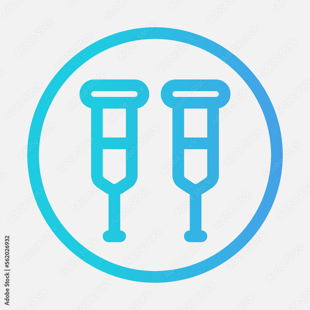 Crutches icon in gradient style, use for website mobile app presentation Crutches icon in gradient style, use for website mobile app presentation