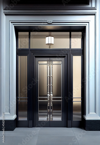 Entrance door luxury of business office building  Hotel lobby  apartment  Generative AI Technology