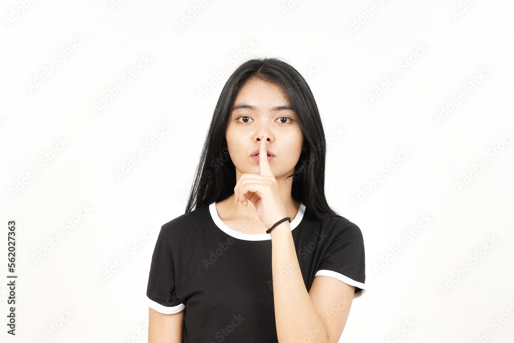 Shh Be Quiet Of Beautiful Asian Woman Isolated On White Background Shh Be Quiet Of Beautiful Asian Woman Isolated On White Background