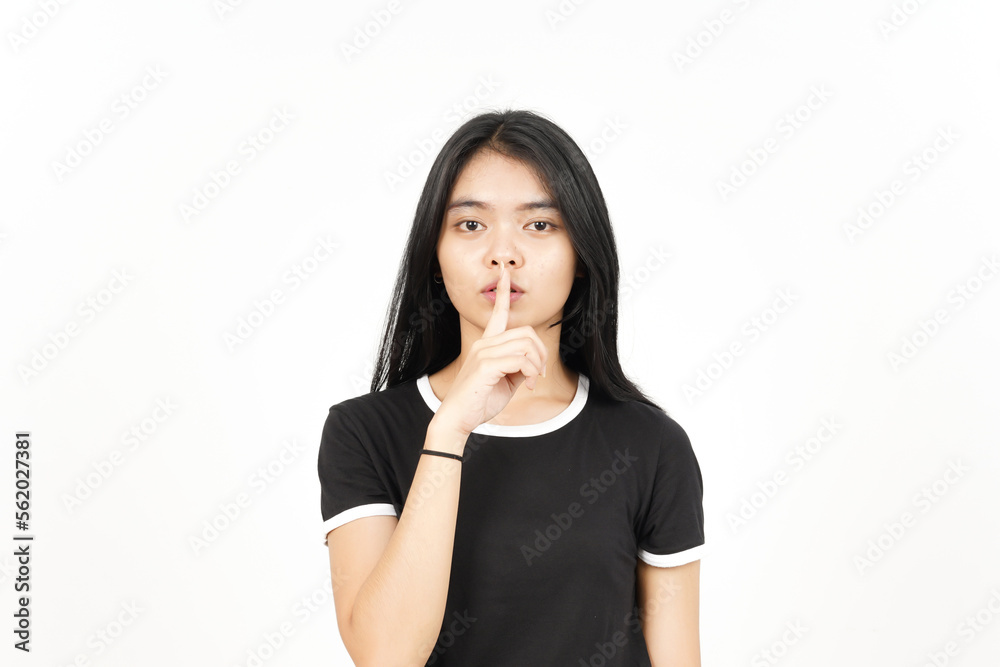 Shh Be Quiet Of Beautiful Asian Woman Isolated On White Background Shh Be Quiet Of Beautiful Asian Woman Isolated On White Background