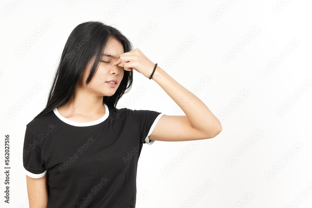 Suffering Headache Gesture Of Beautiful Asian Woman Isolated On White Background Suffering Headache Gesture Of Beautiful Asian Woman Isolated On White Background