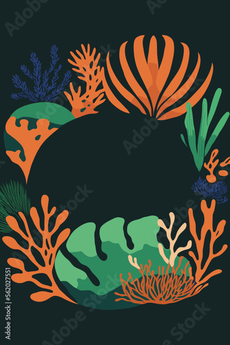 Fotografia great barrier coral reef vector flat color illustration poster