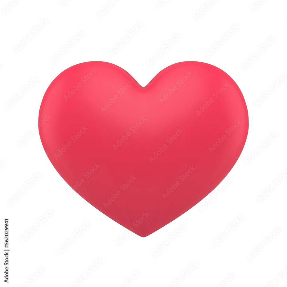Red heart glossy romantic toy balloon for Valentine's day enamored relationship 3d icon vector