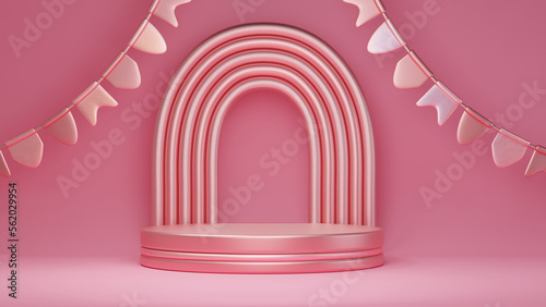 3D Aesthetic Pastel Pink Podium Composition
