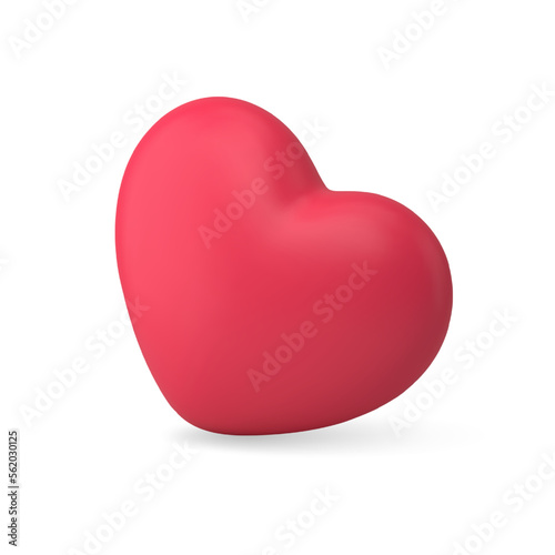 Red matt heart passion holiday surprise wedding anniversary romantic decor design 3d icon vector