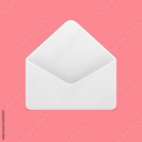 White open envelope incoming cyberspace information message 3d icon realistic vector illustration