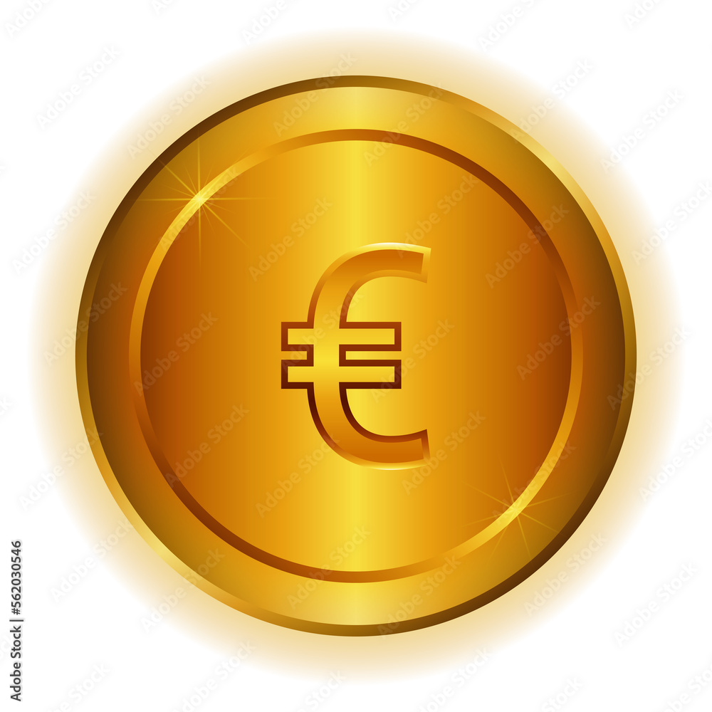 The euro currency symbol. A single gold coin is isolated on a transparent background, with a euro symbol in the center for decoration. The euro currency symbol. A single gold coin is isolated on a transparent background, with a euro symbol in the center for decoration.