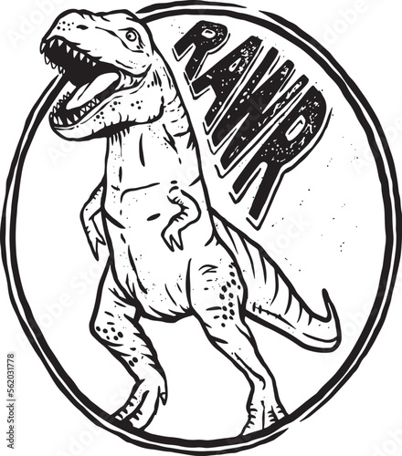 dinosaur t-rex rawr logo illustration