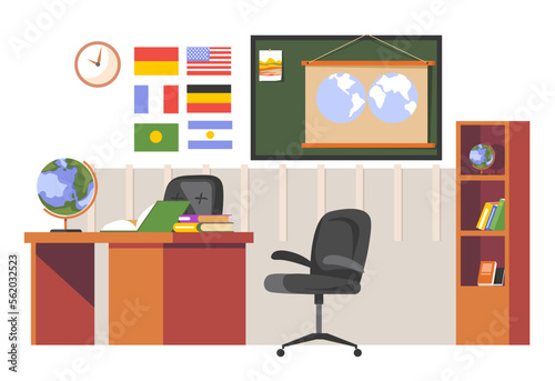 Interior of teacher offfice or classroom in school
