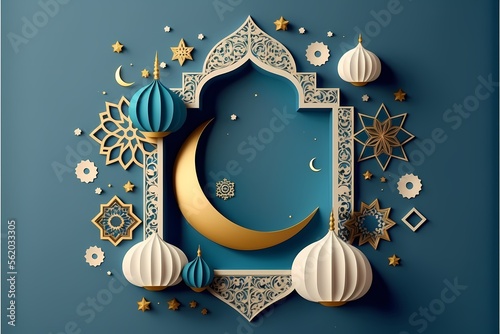 Elevate Your Ramadan Theme with Breathtaking 3D Decorations: Ideal for Festive Designs photo