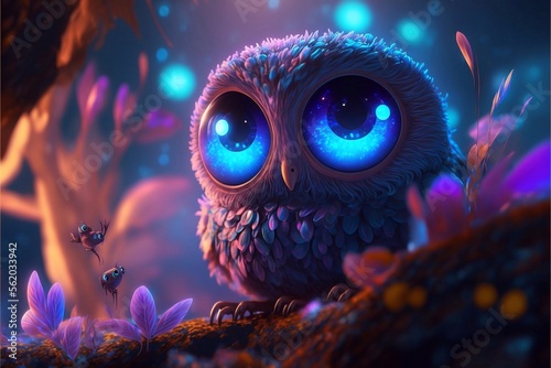 Fluffernutter, our magical creature resembling a fluffy owl. With its big and curious eyes, it's sure to enchant you.