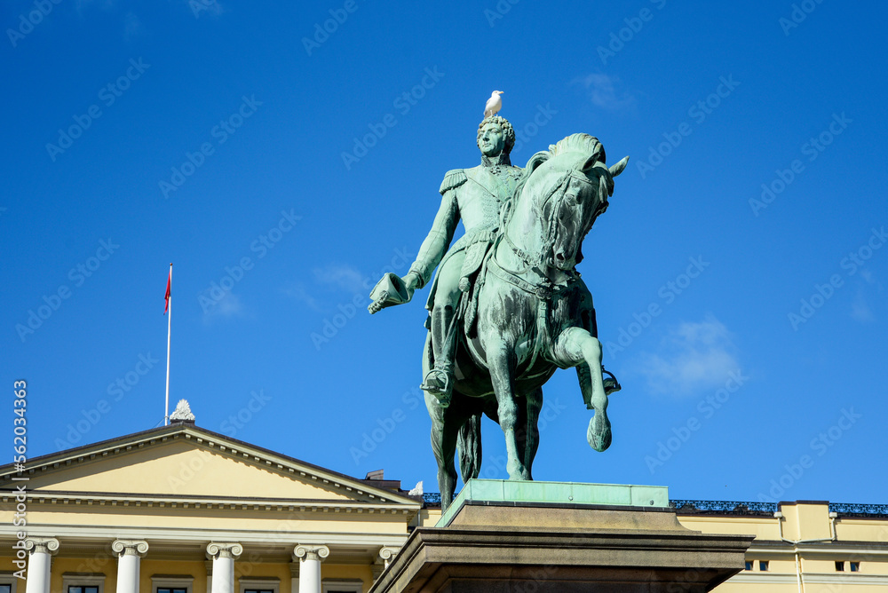 Obraz premium ノルウェーの首都オスロにある美しい王宮の風景