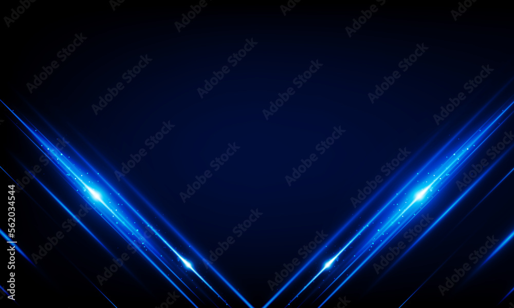 Abstract technology vector background with Hi speed lights dark backdrop with Arrow Light out triangle background Hitech communication - obrazy, fototapety, plakaty 