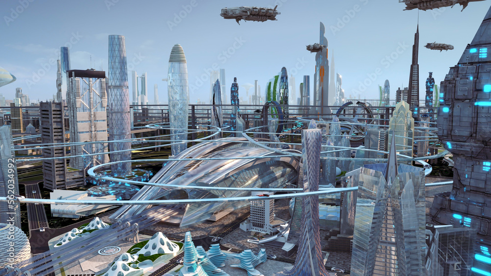 3d render futuristic city illustration