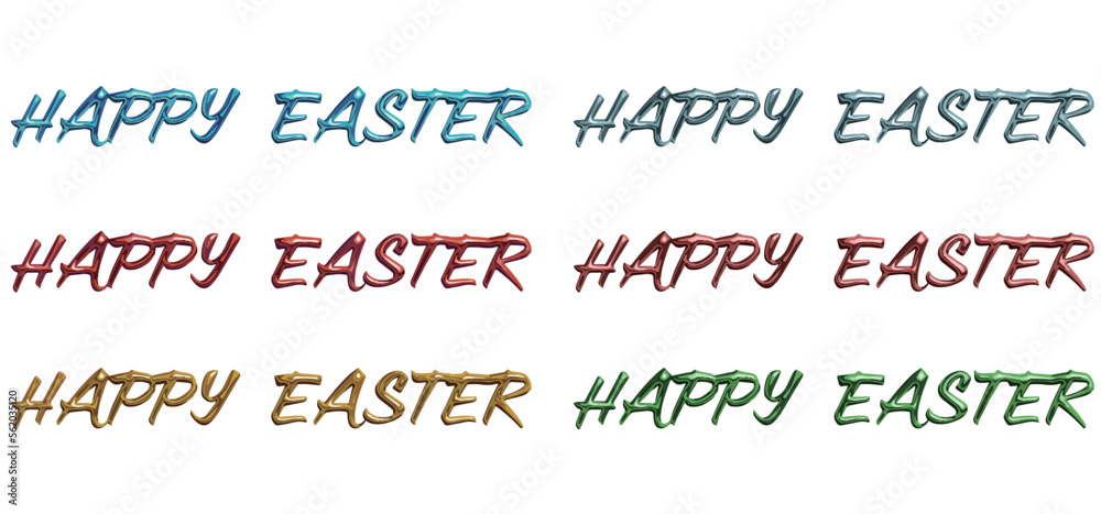 メタリック風のHAPPY EASTERの文字素材セット メタリック風のHAPPY EASTERの文字素材セット