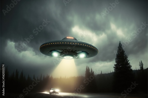 Ufo in the sky made with generative ai photo