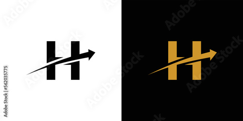 modern and unique arrow direction H letter logo design