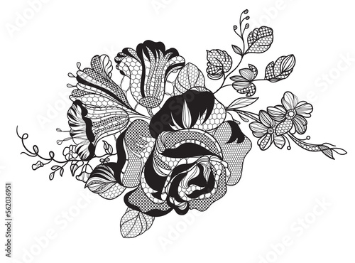flowers and foliage. Vector illustration, bouquet.
