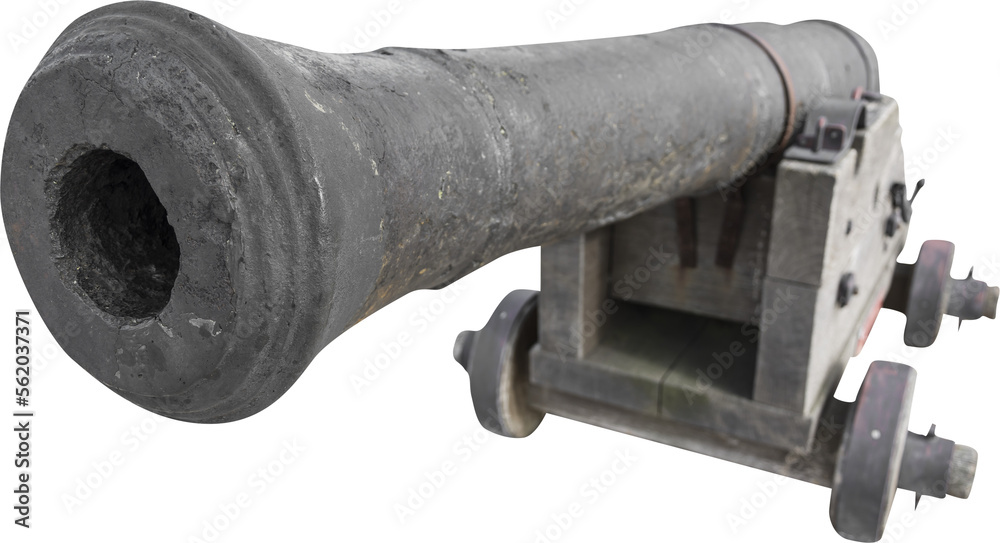 Isolated PNG cutout of an old naval cannon  on a transparent background, ideal for photobashing, matte-painting, concept art
