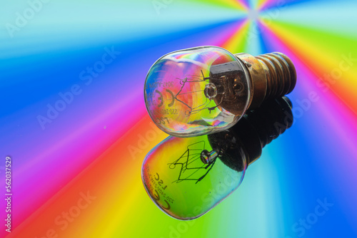One lamp light on a colored background