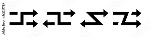 Black arrows with intersection icon. Shuffle icon. Random symbol. Vector isolated on white background. EPS 10