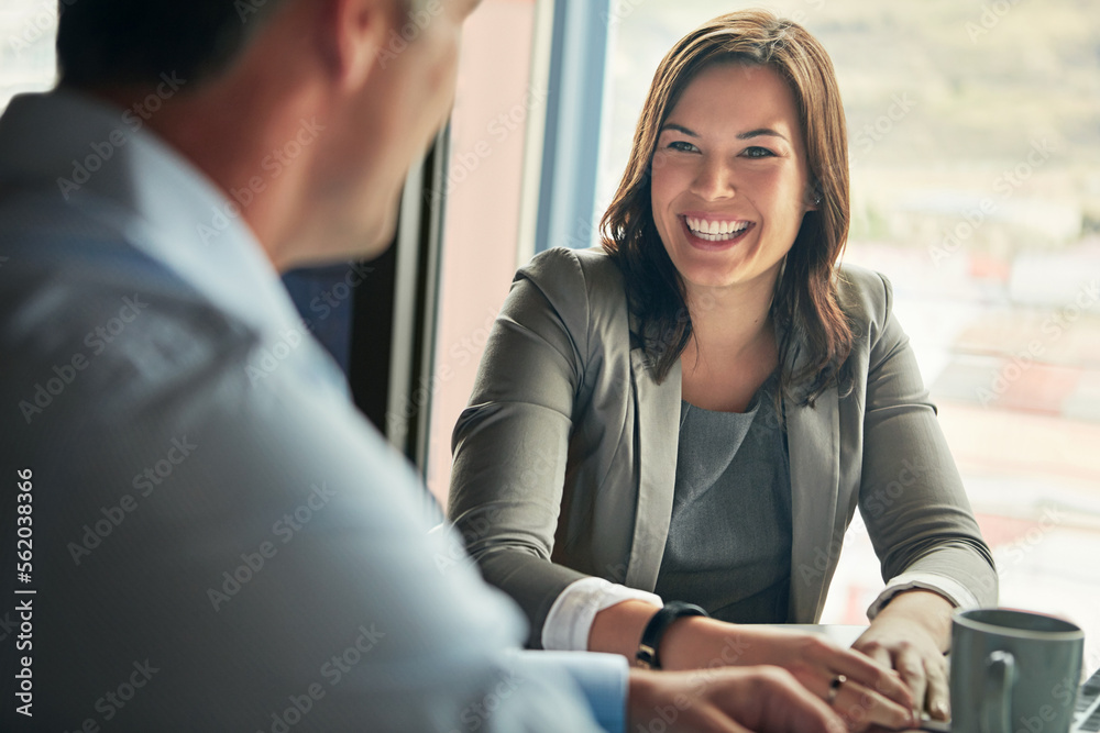 © Reese/peopleimages.com - Business people, partnership and meeting with corporate team, man and woman working together. Business discussion, partner and collaboration with communication, networking and smile for success