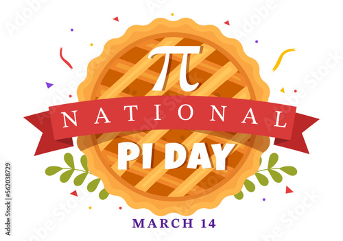 World Pi Day Illustration with Mathematical Constants, Greek Letters or Baked Sweet Pie for Landing Page in Hand Drawn Cartoon Symbol Templates