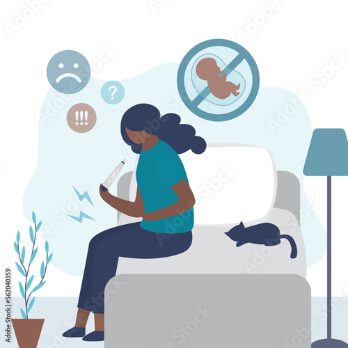 Woman with problems of reproductive system. Problem with pregnancy, termination of pregnancy, abortion, miscarriage of the embryo. Social issues, medical contraindications against childbirth.