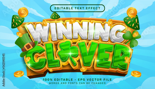 winning clover 3d text effect and editable text effect whit st patrick's day element