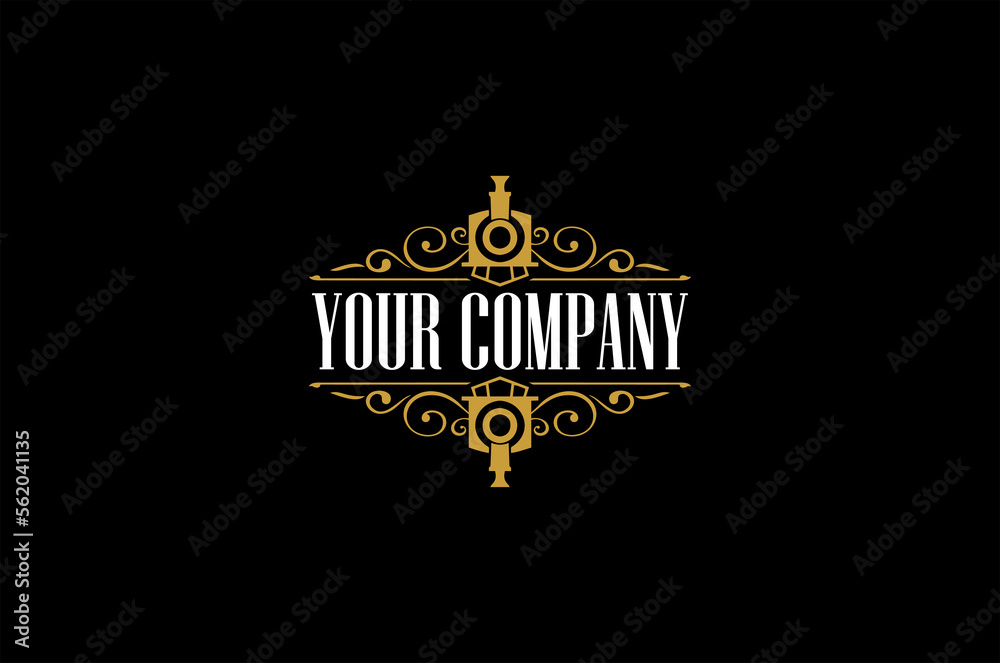 Obraz premium Retro train vintage vector logo