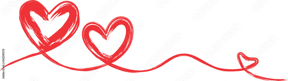 Fototapeta premium Simple brush strokes of hearts on an isolated white background for Valentine’s Day