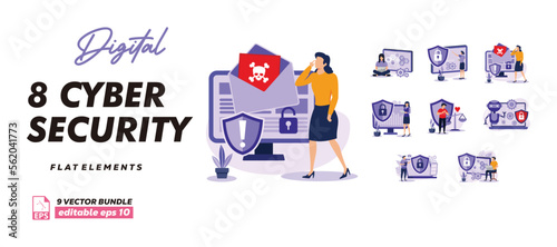 Cyber security bundle of isometric elements. Fingerprint scanner, padlock, password, firewall, data folder, electronic security key isolated icons. business flat bundle illustration.