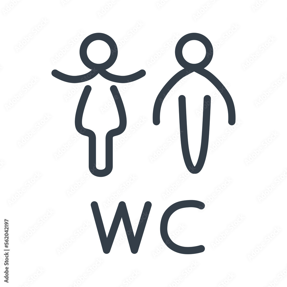 Obraz premium The WC icon. Toilet sign. A pointer with a male and female figure. Vector illustration isolated on a white background for design and web.