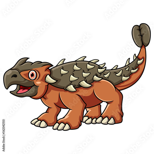 Illustration of Cartoon Dinosaur ankylosaurus 