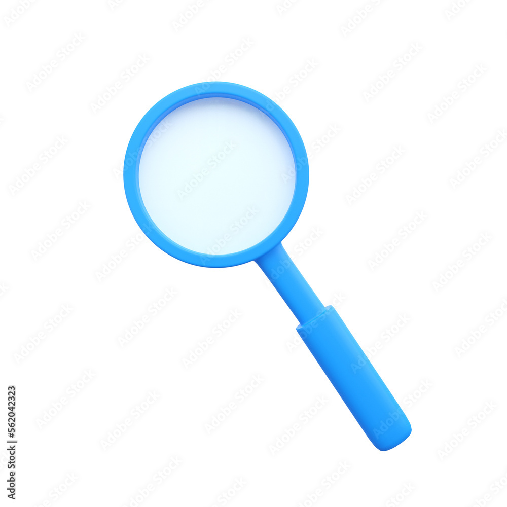 Magnifying glass. Discovery. Research. Search. Analysis concept. 3d vector icon, minimalistic cartoon style on a white background Magnifying glass. Discovery. Research. Search. Analysis concept. 3d vector icon, minimalistic cartoon style on a white background