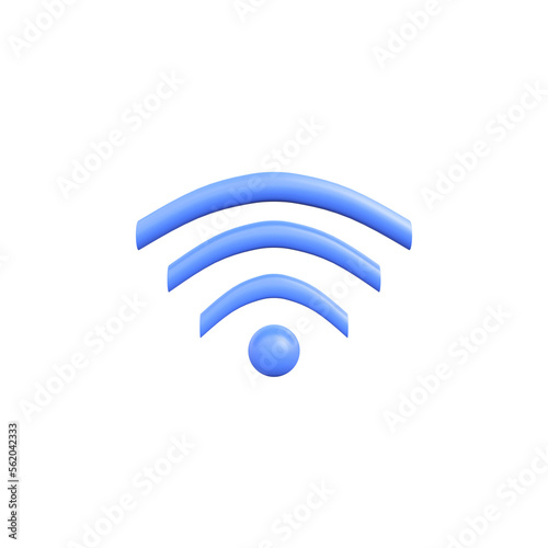 Wi-Fi signal, internet connection and network symbol 3d vector icon, minimalistic cartoon style.3d render.