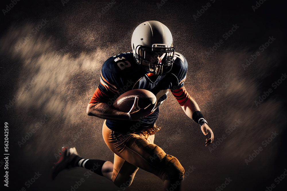 american football player in action, Generative AI