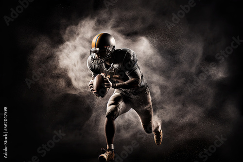 american football player in action, Generative AI © Schizarty