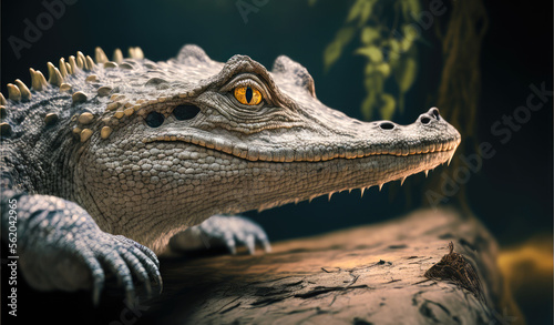 Close up of an Alligator with eye open - illustration - AI Generated
