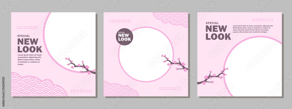Cute flat pink japanese social media template Cute flat pink japanese social media template
