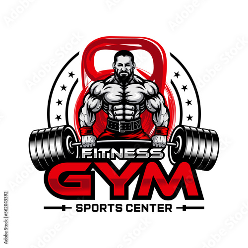 Bodybuilding emblem and Gym Logo Design Vector Template