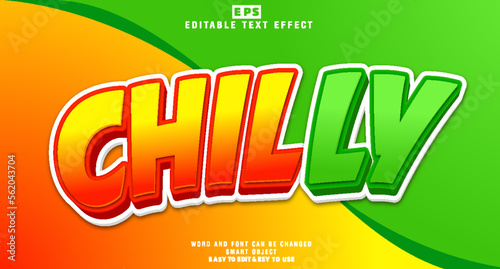 Chilly 3d editable text effect vector template