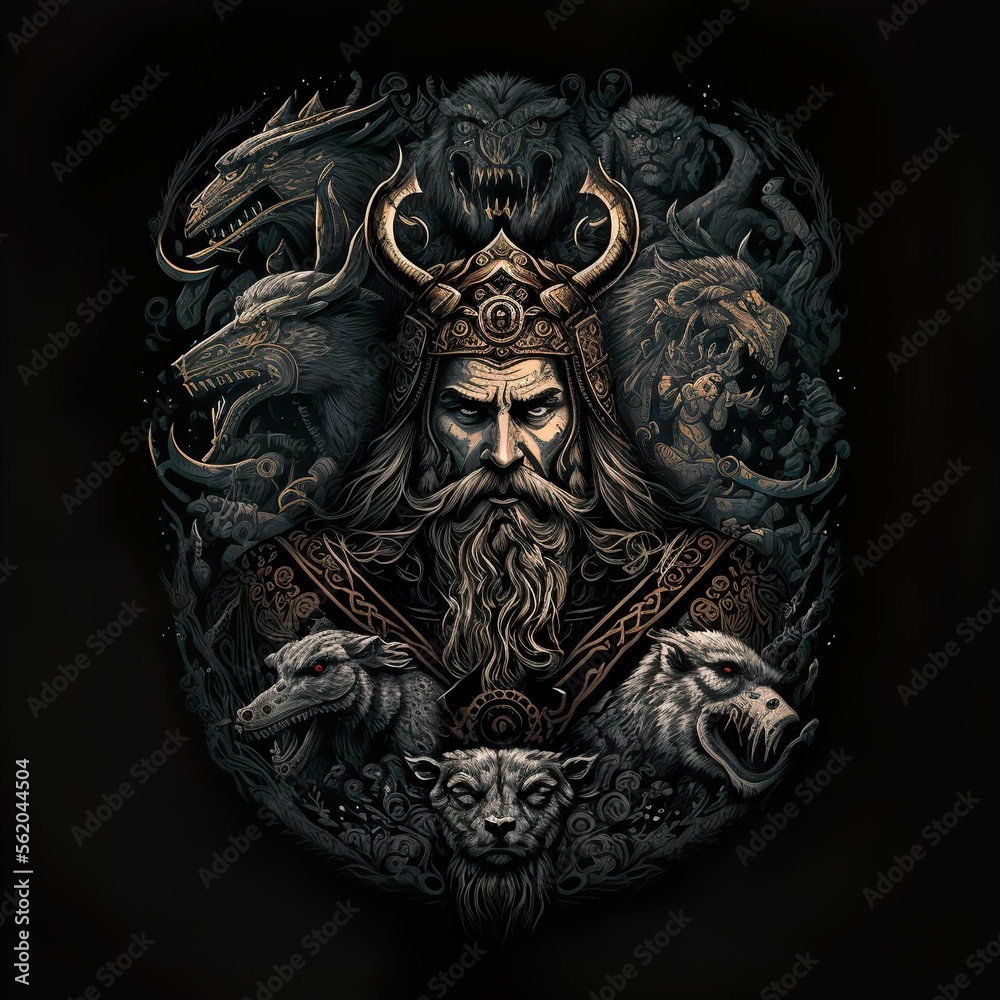 AI generated art: A powerful epic norse-inspired emblem of a Viking ...