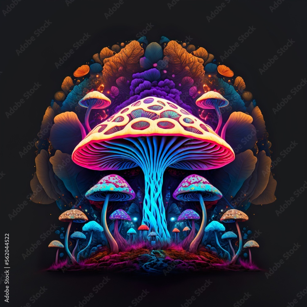 AI generated art: Psychedelic unreal dreamy looking mushroom forest ...