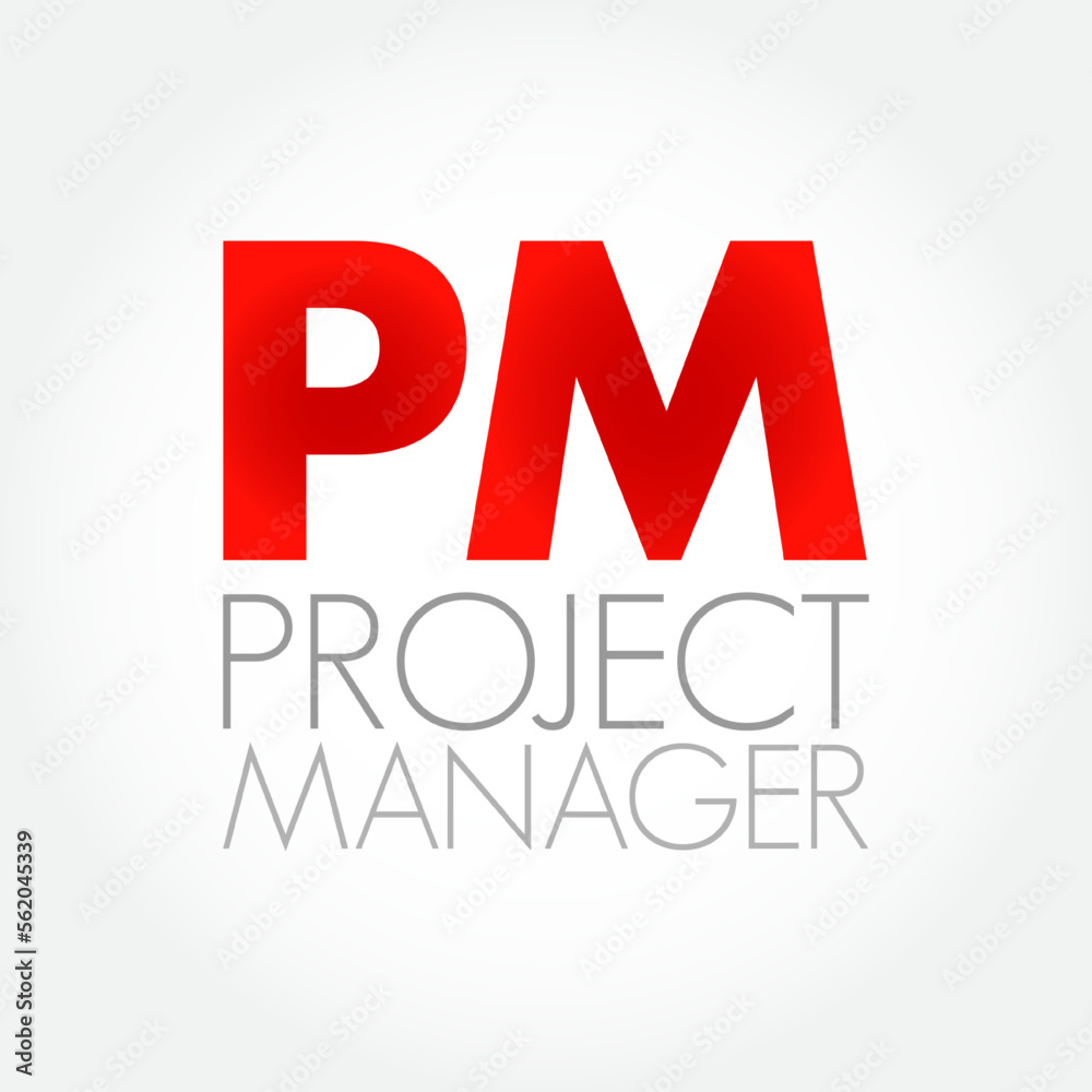 PM - Project Manager is a professional in the field of project management, acronym text concept background