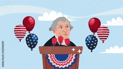 president george washington character animation