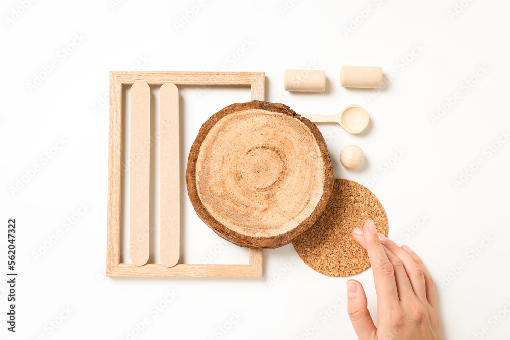 Fototapeta premium Flat lay of creative moodboard composition, top view