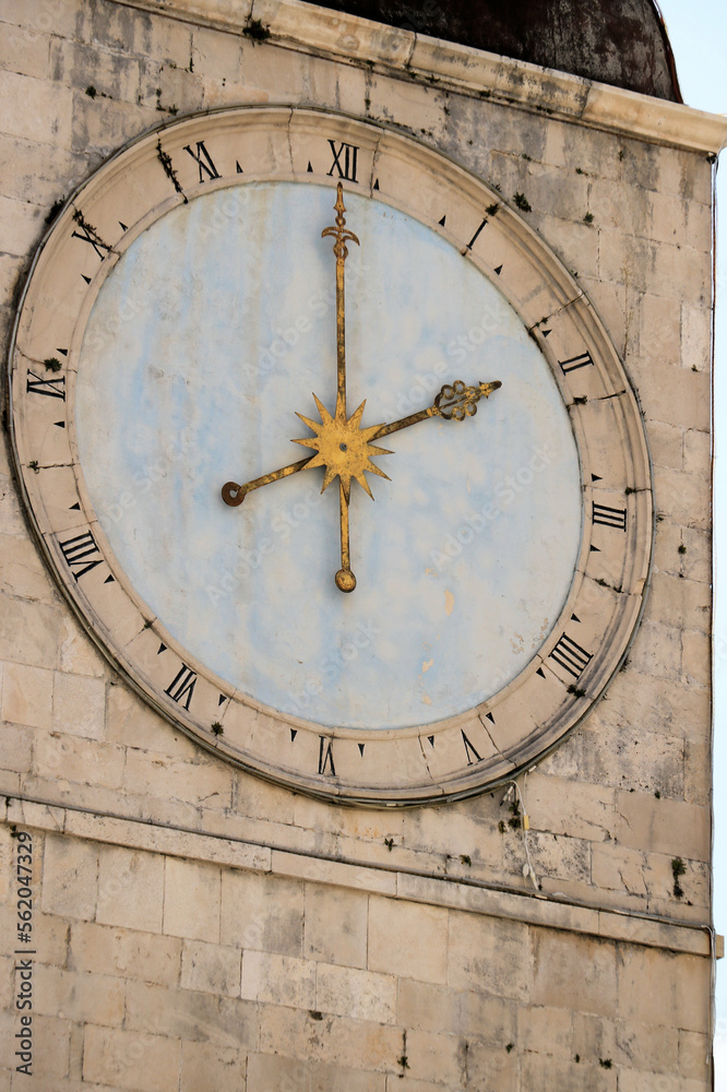 clock of the bell tower, Trogir, Croatia
